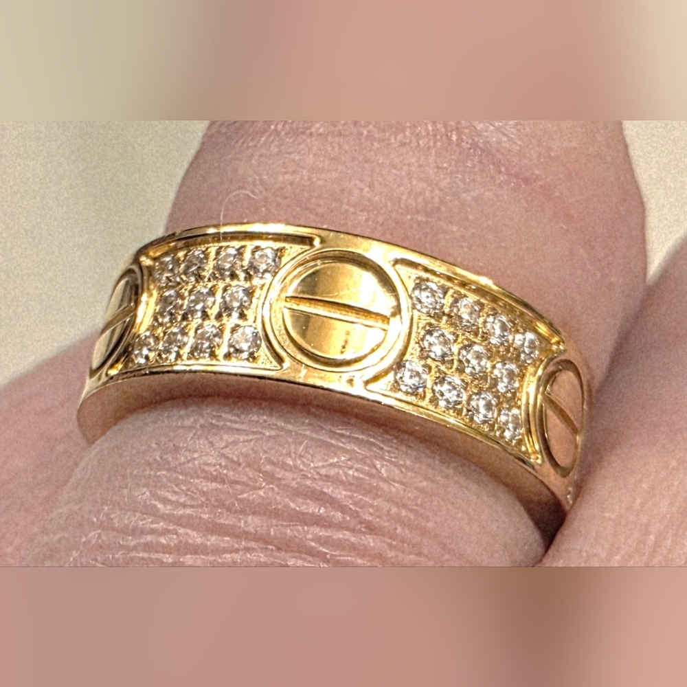 Screw With Zircon Stones Ring